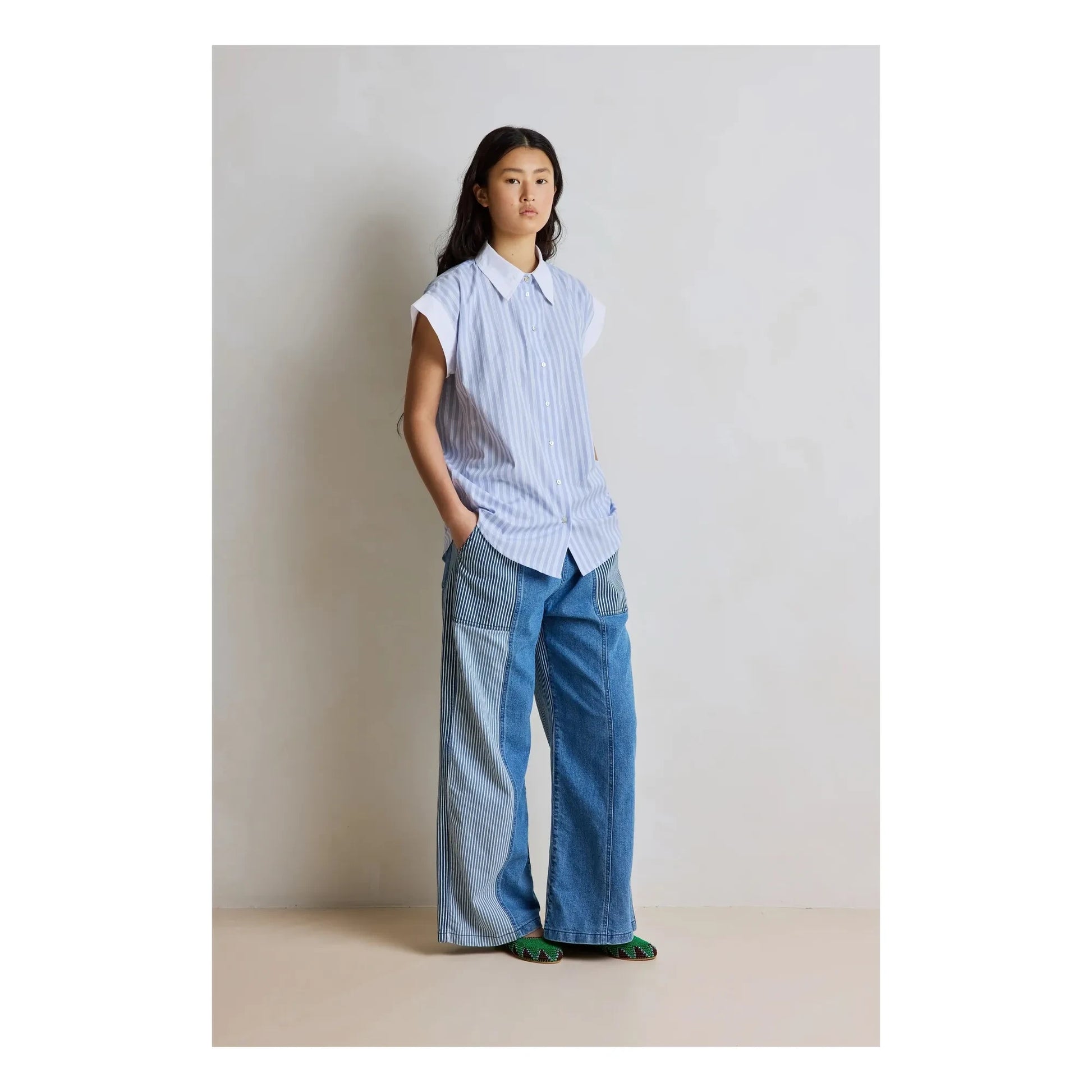 Hod - Florence Cotton Stripes Blouse | Blue
