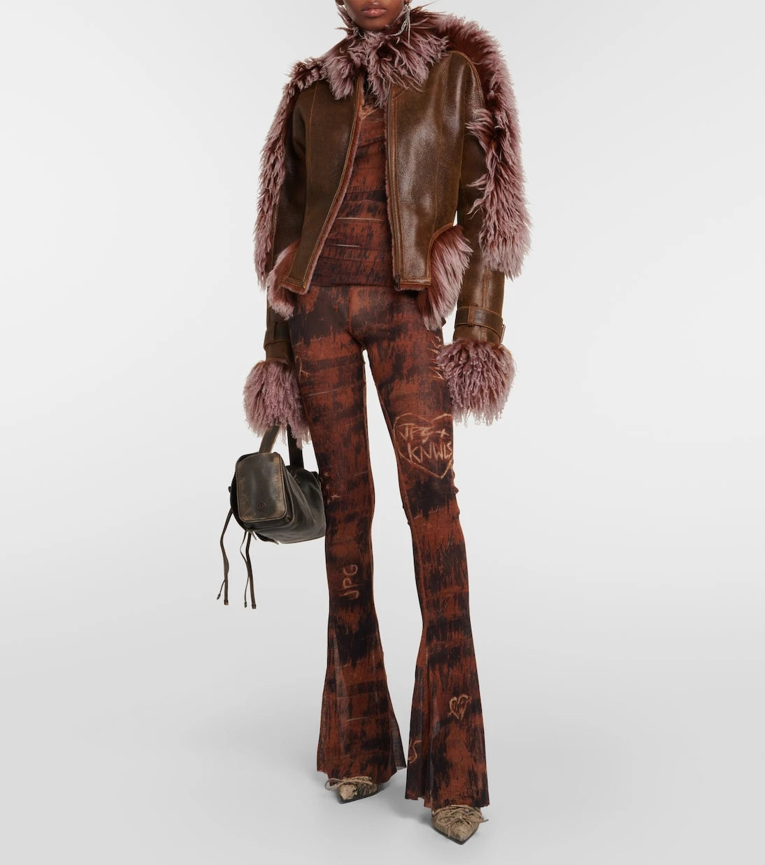 Jean Paul Gaultier - x KNWLS printed mesh high-neck top