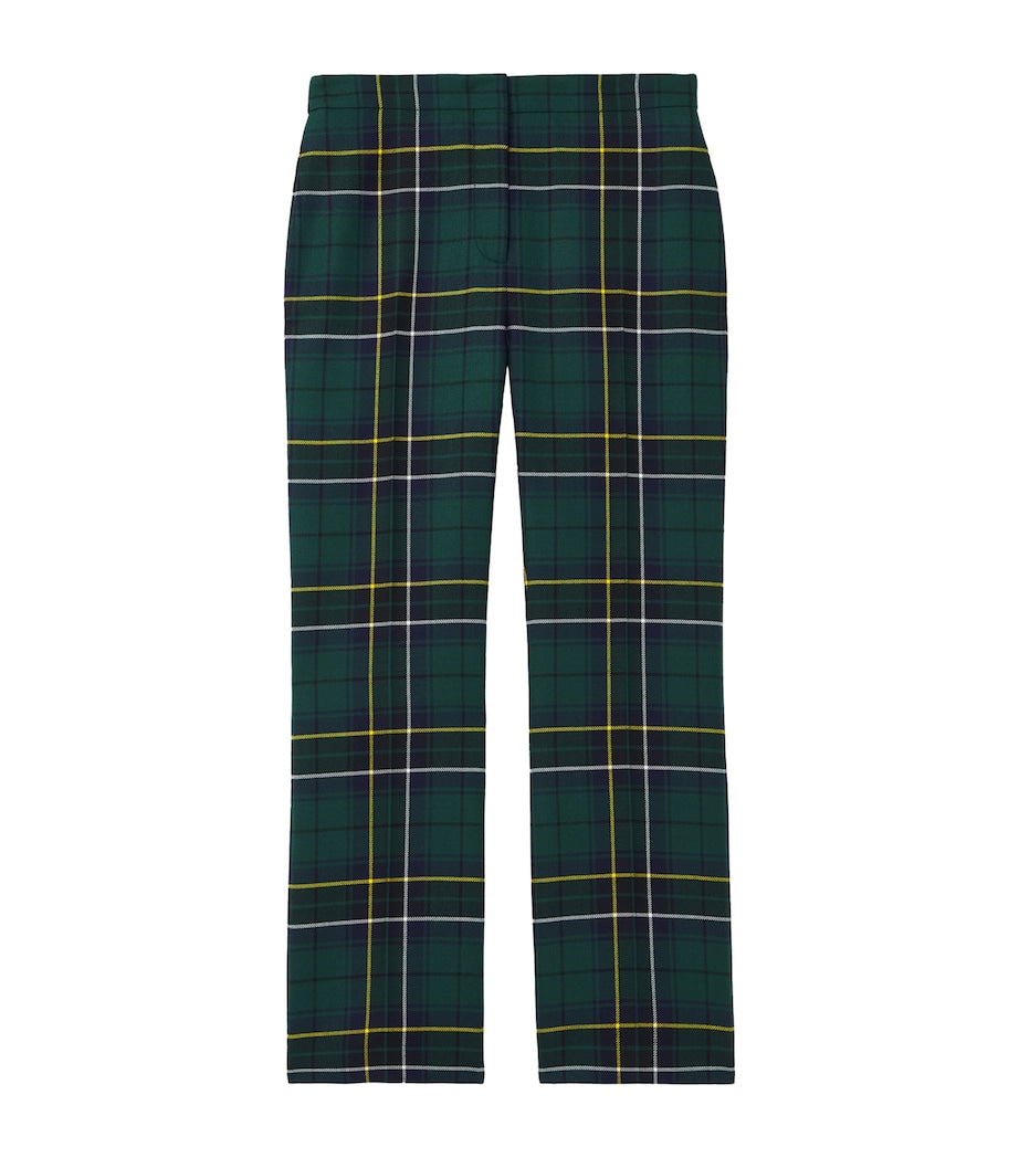 McQueen Blue Wool Tartan Tailored Trousers
