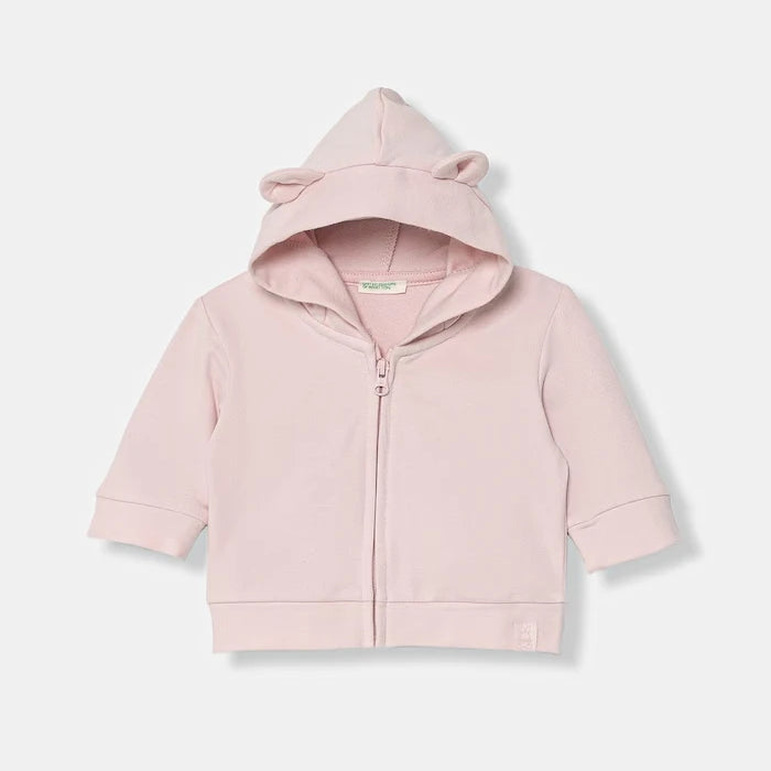 United Colors of Benetton çocuklar için pamuk ve elastan fermuarlı kapüşonlu sweatshirt