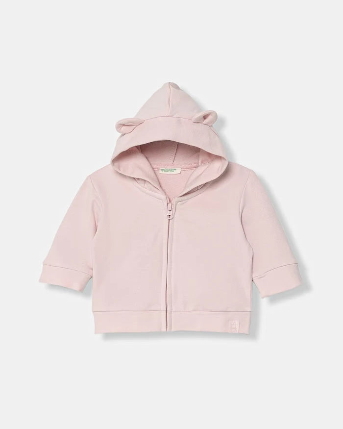 United Colors of Benetton çocuklar için pamuk ve elastan fermuarlı kapüşonlu sweatshirt