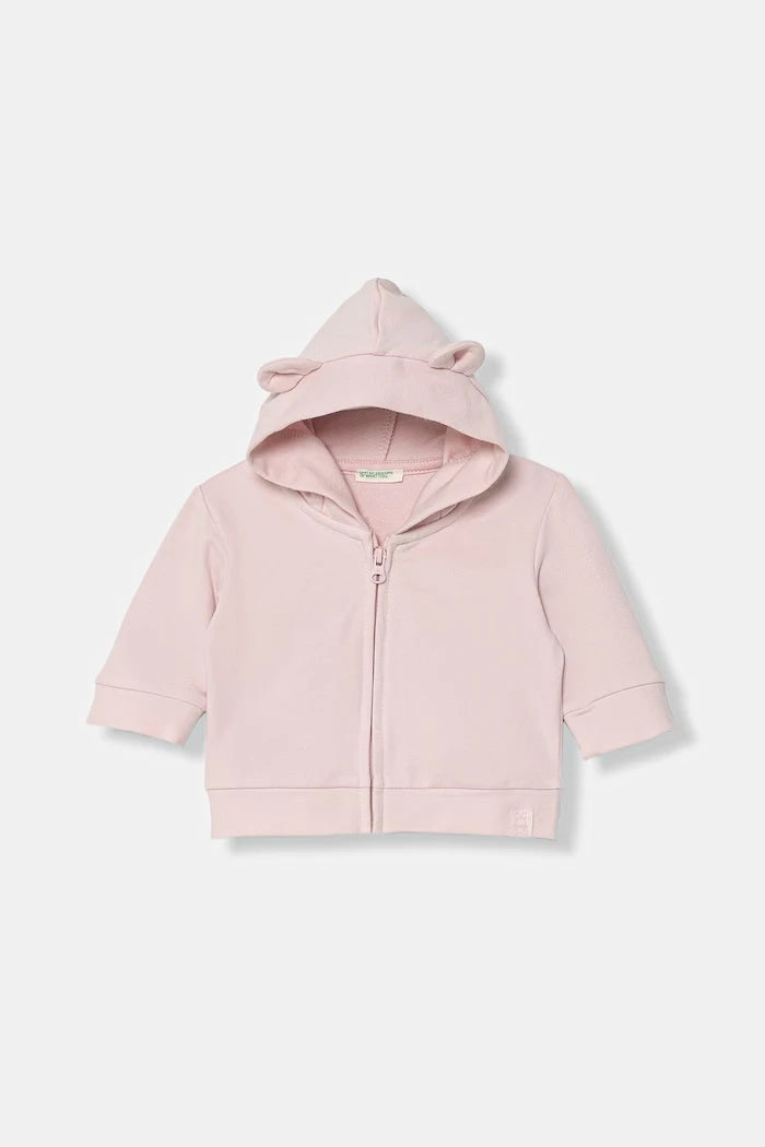 United Colors of Benetton çocuklar için pamuk ve elastan fermuarlı kapüşonlu sweatshirt