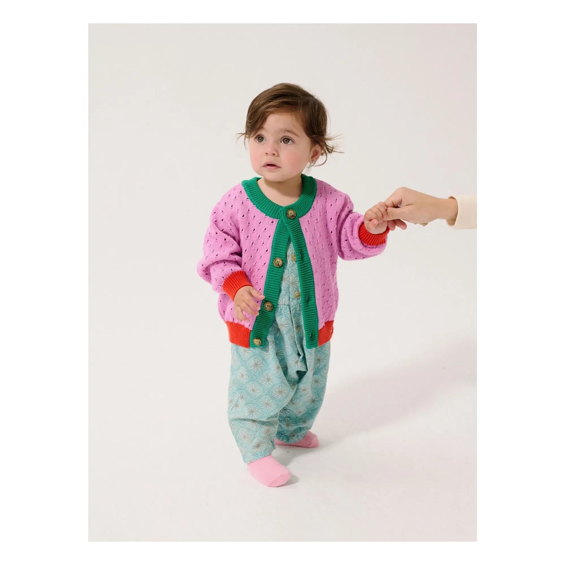 Bobo Choses - Organic cotton Colorblock openwork cardigan | Purple