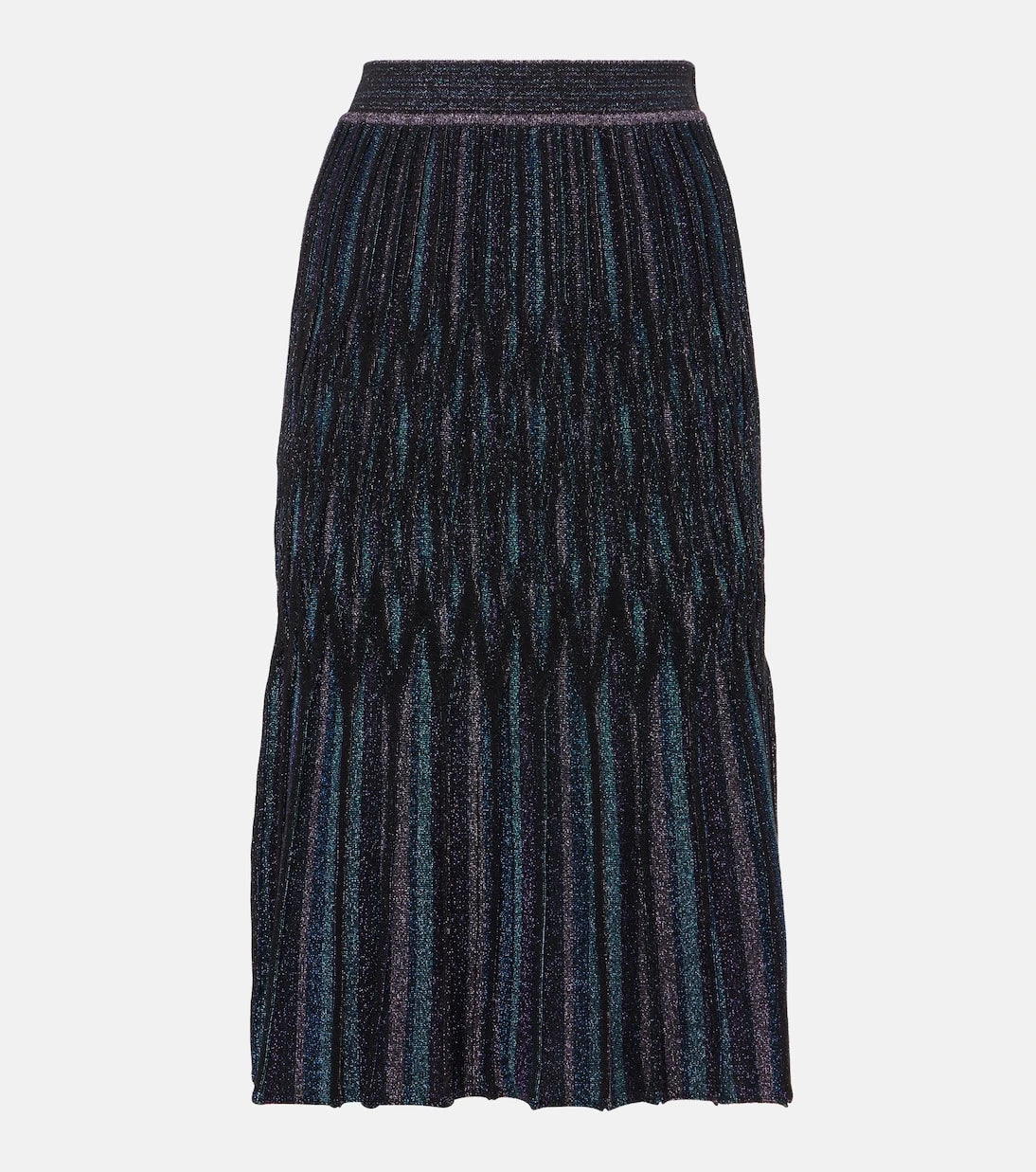 Missoni - تنورة ميدي بكسرات من قماش اللاميه