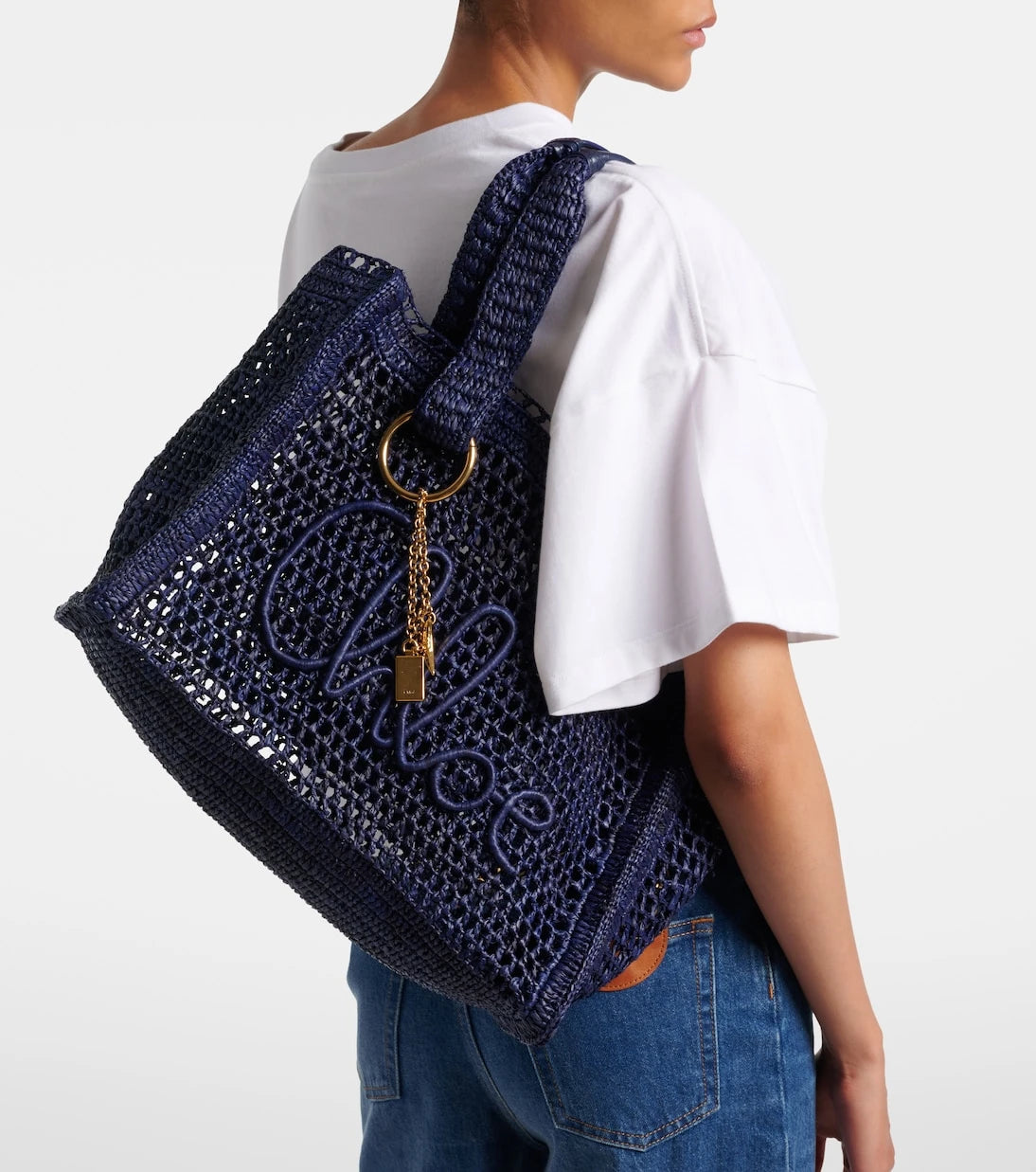 Chloé - Summer Banana East-West raffia tote bag