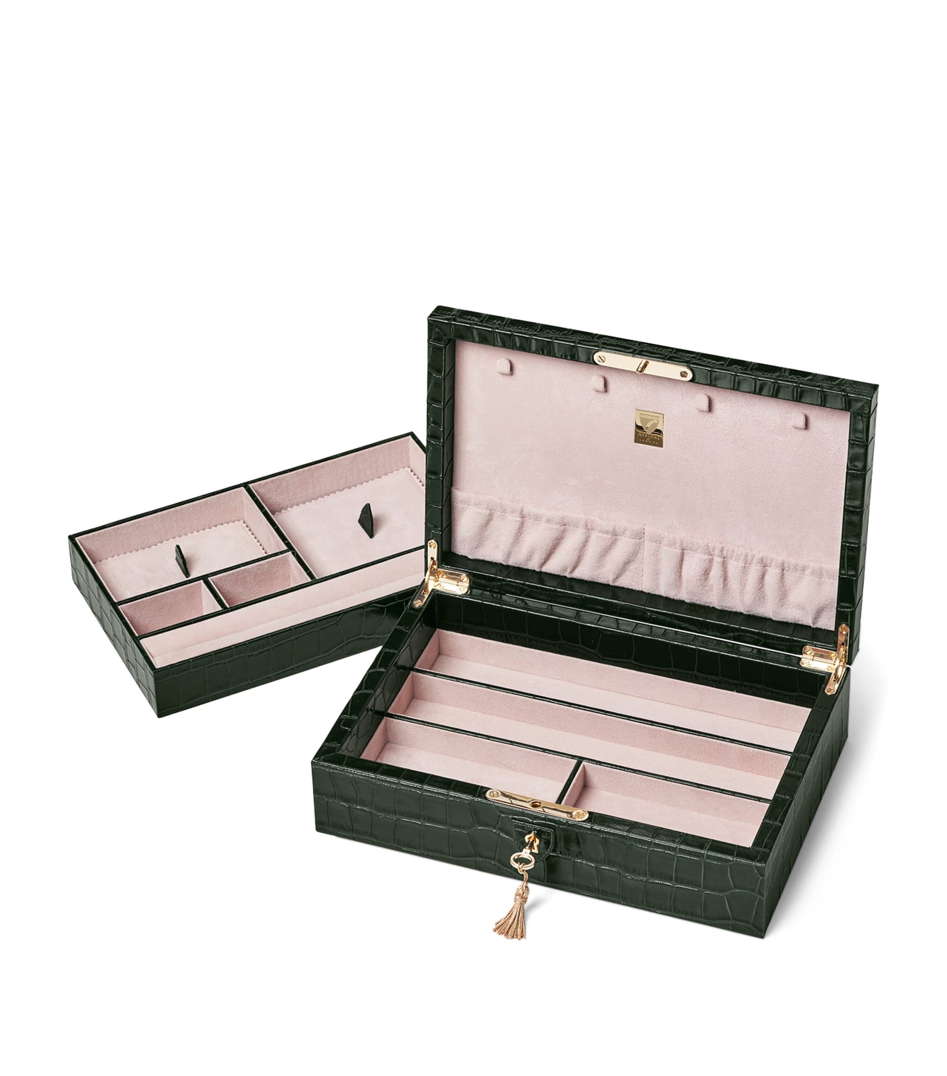 Leather Croc-Embossed Savoy Jewellery Box