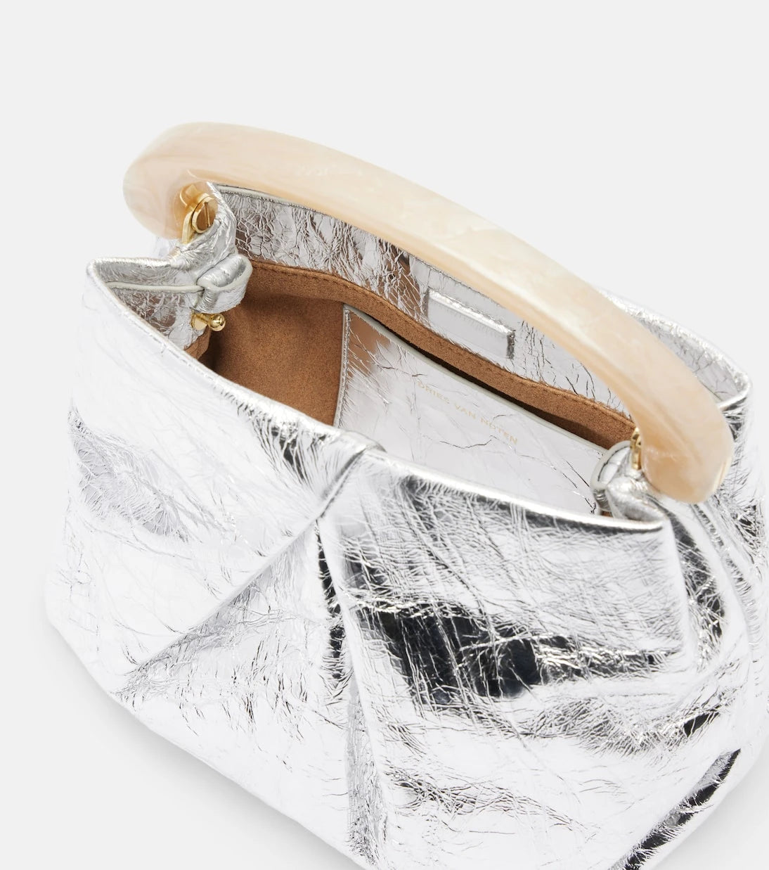 Dries Van Noten - Crisp Mini metallic leather top-handle bag