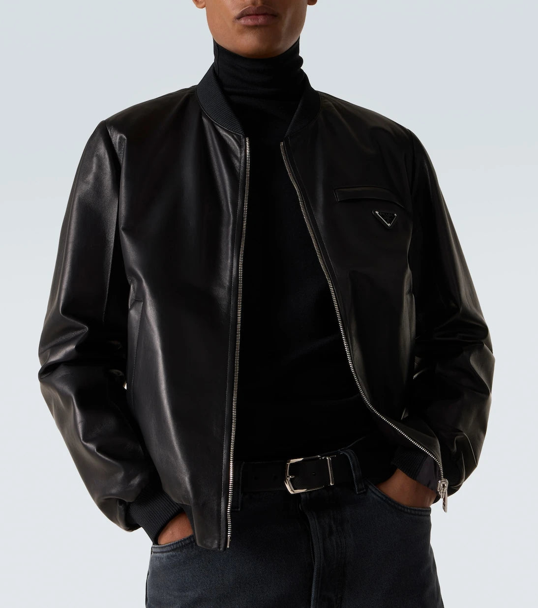Prada - Leather bomber jacket