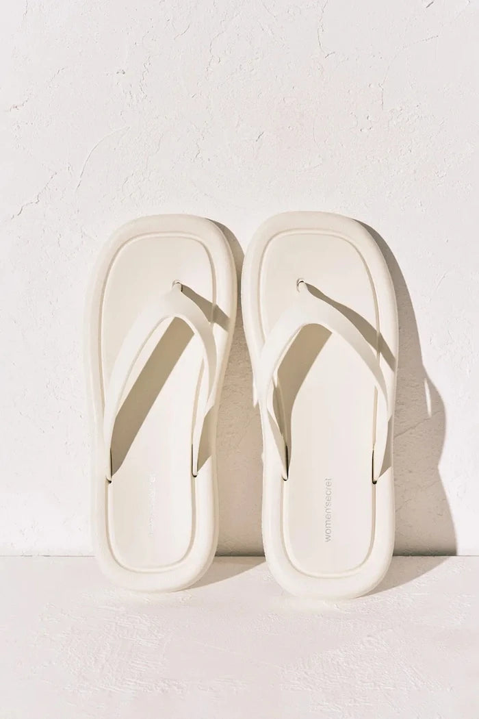 women'secret kadın düz tabanlı terlik SI FLIP FLOP CREAM