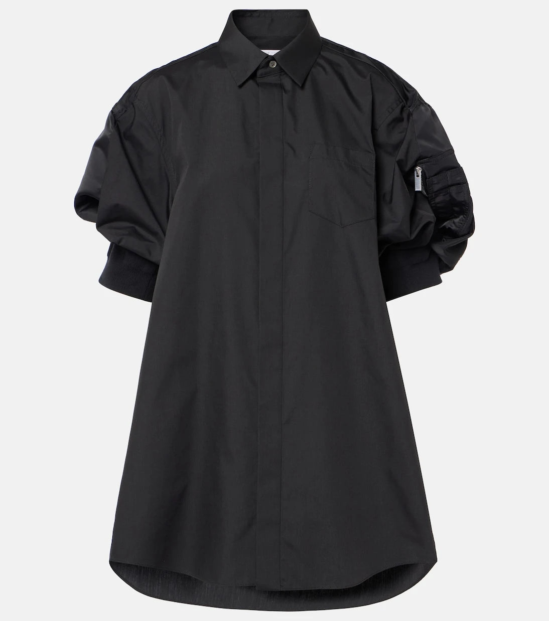Sacai - Poplin and technical twill shirt dress
