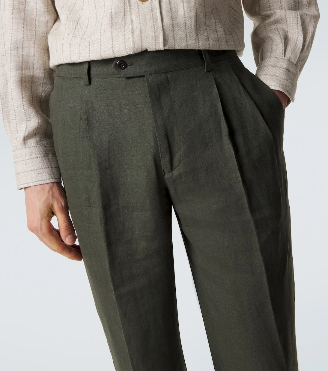 Rubinacci - Pleated linen slim pants