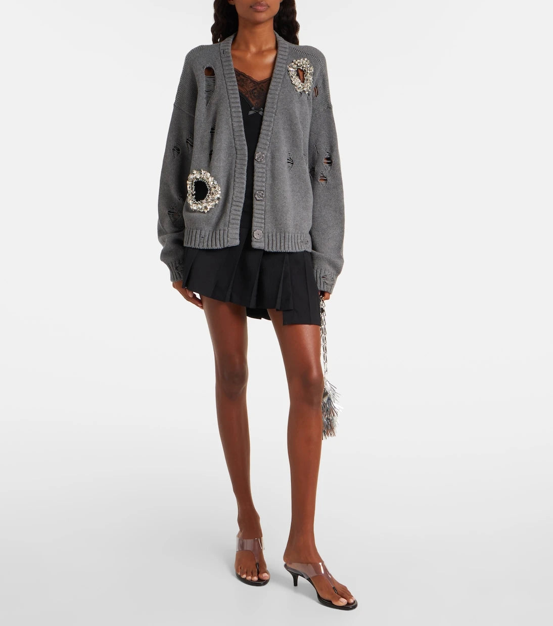 Area - Distressed cotton and cashmere cardigan