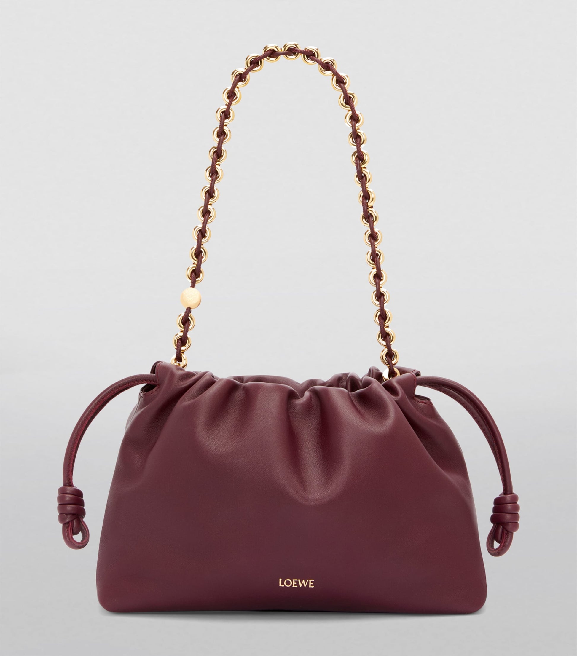 LOEWE Burgundy Leather Flamenco Purse