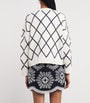 White Wool-Blend Jacquard Cardigan