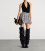 Balmain Black Tweed Pleated Mini Skirt