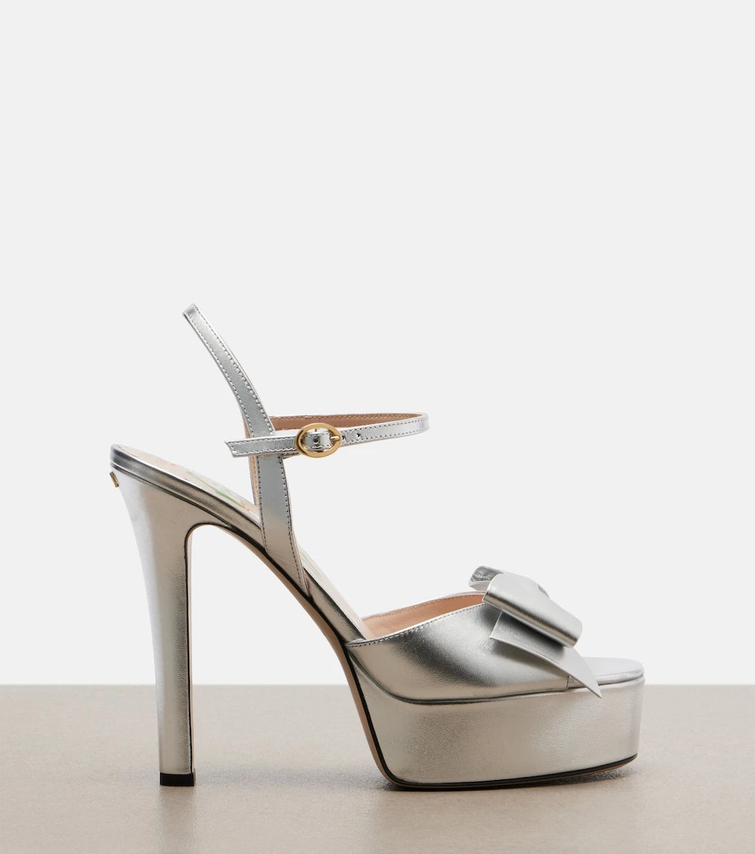 Valentino Garavani - Bowow metallic leather platform sandals