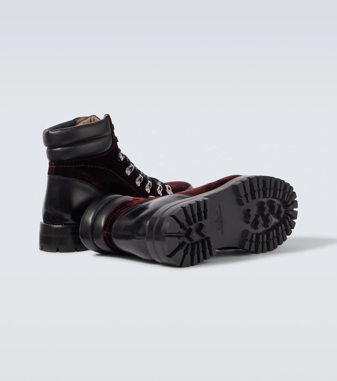 Manolo Blahnik - Janka leather-trimmed velvet combat boots
