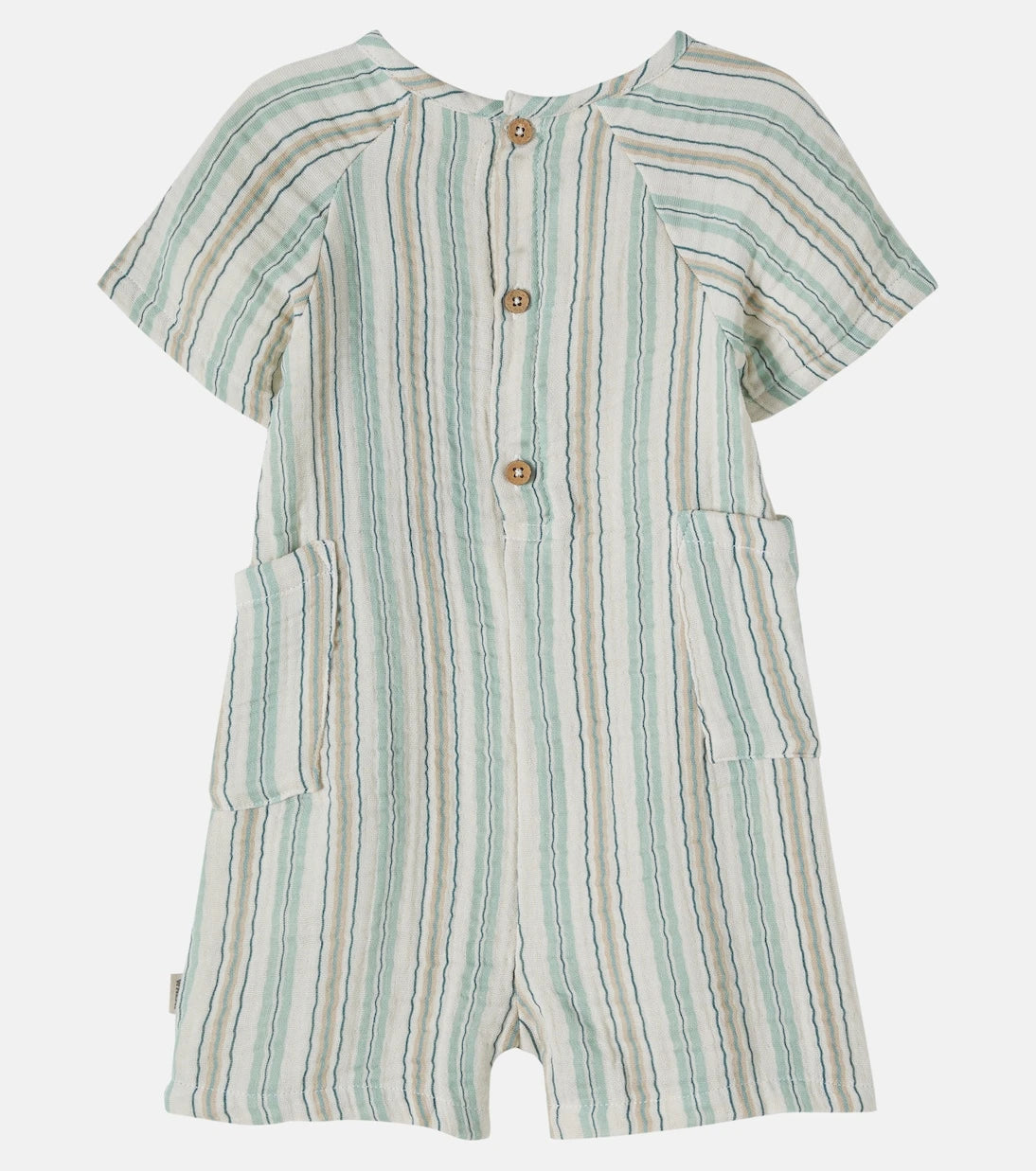 Wheat - Baby Edison striped cotton gauze playsuit
