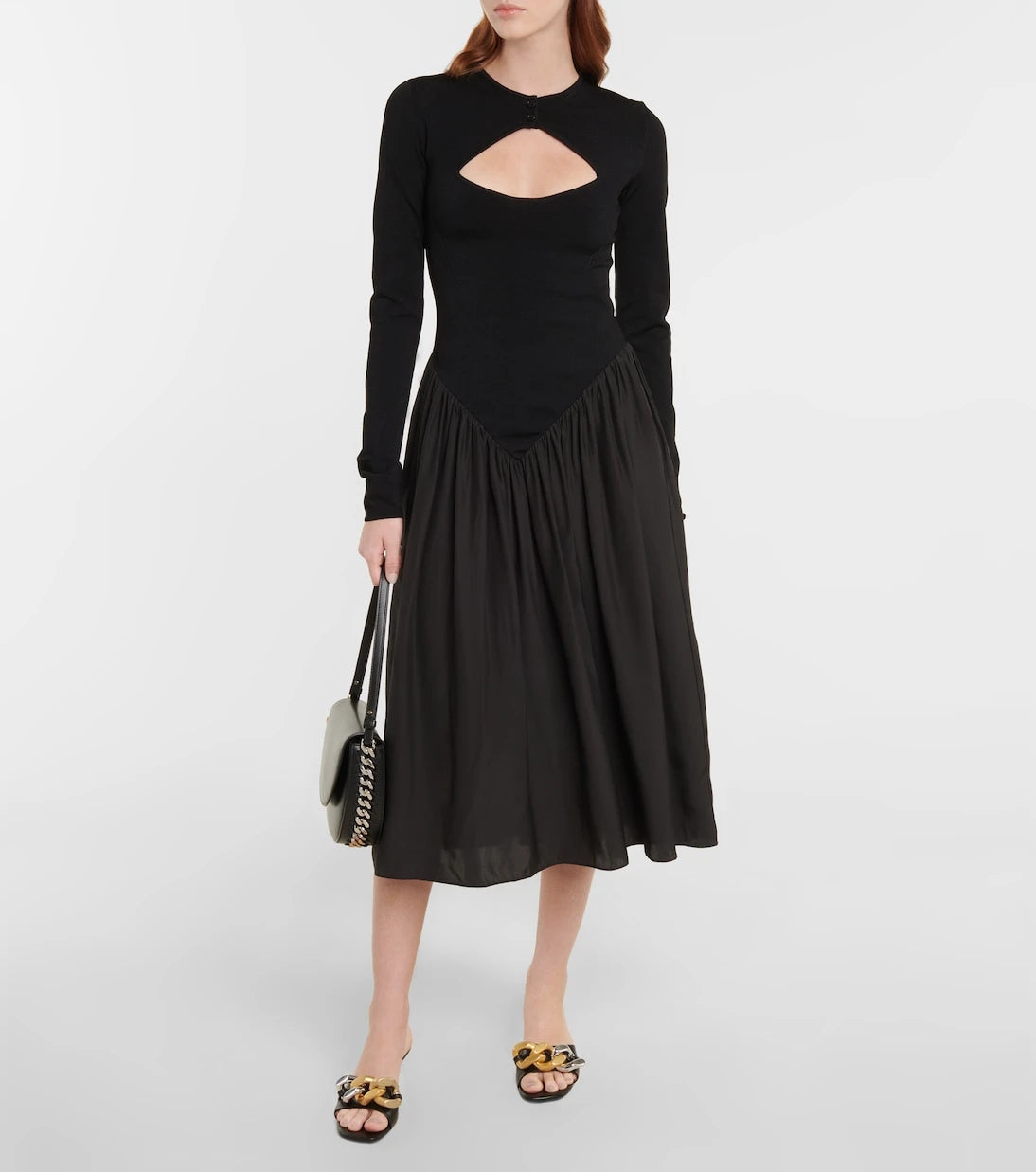 Stella McCartney - Cutout silk-trimmed midi dress