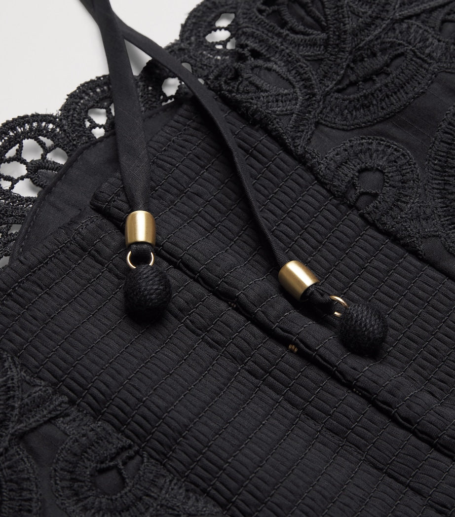 Cotton Rhiannon Embroidered Crop Top BLK/BLACK