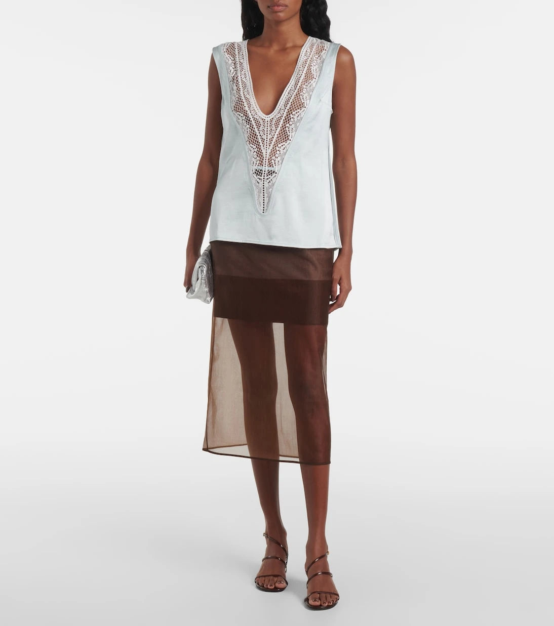 Jacques Wei - Chiffon midi skirt