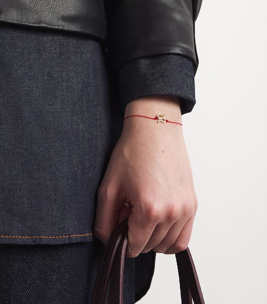 Yellow Gold and Diamond Snake String Bracelet