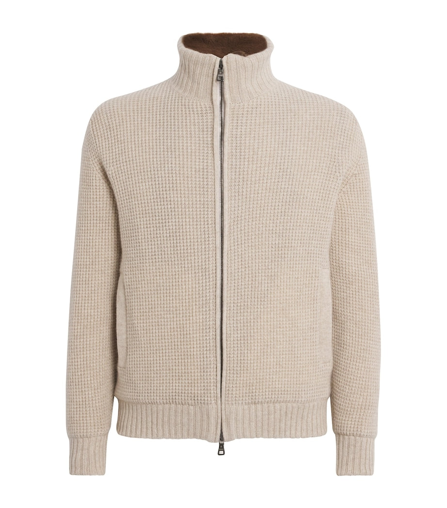 Fioroni Cashmere Beige Cashmere-Mink Bomber Jacket