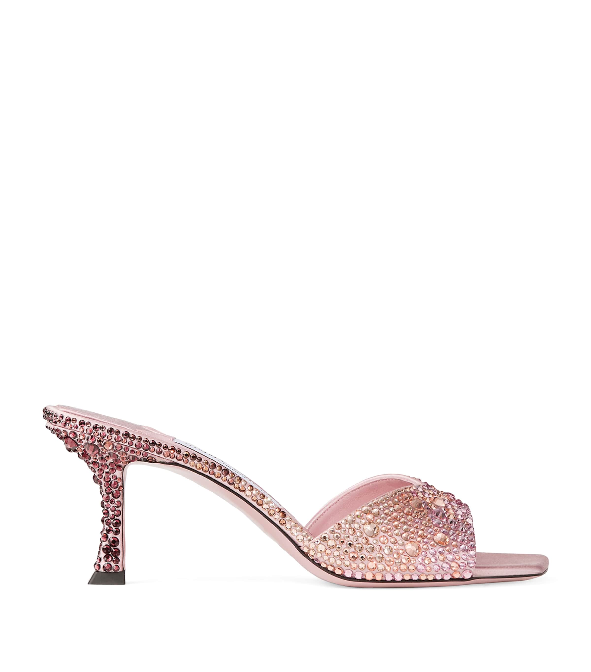 Jimmy Choo Pink Skye 70 Leather Embellished Mules