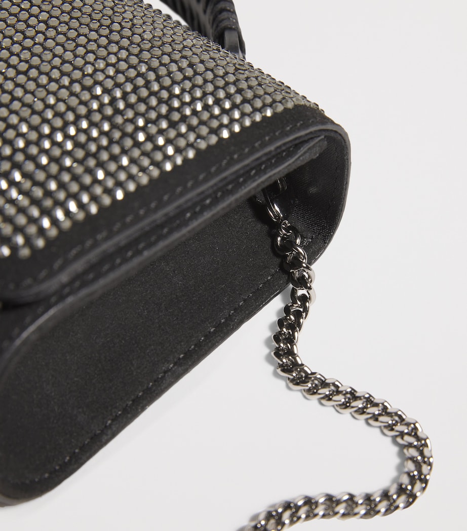 Stella McCartney Black Embellished Falabella Top-Handle Clutch Bag