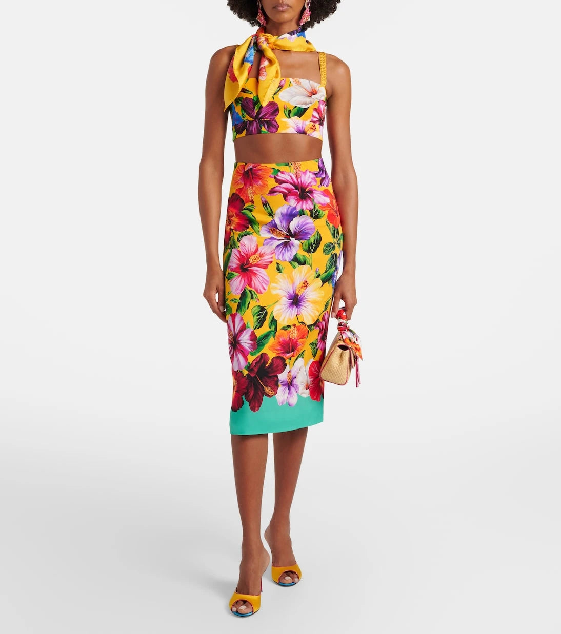 Dolce&Gabbana - Floral silk-blend crop top