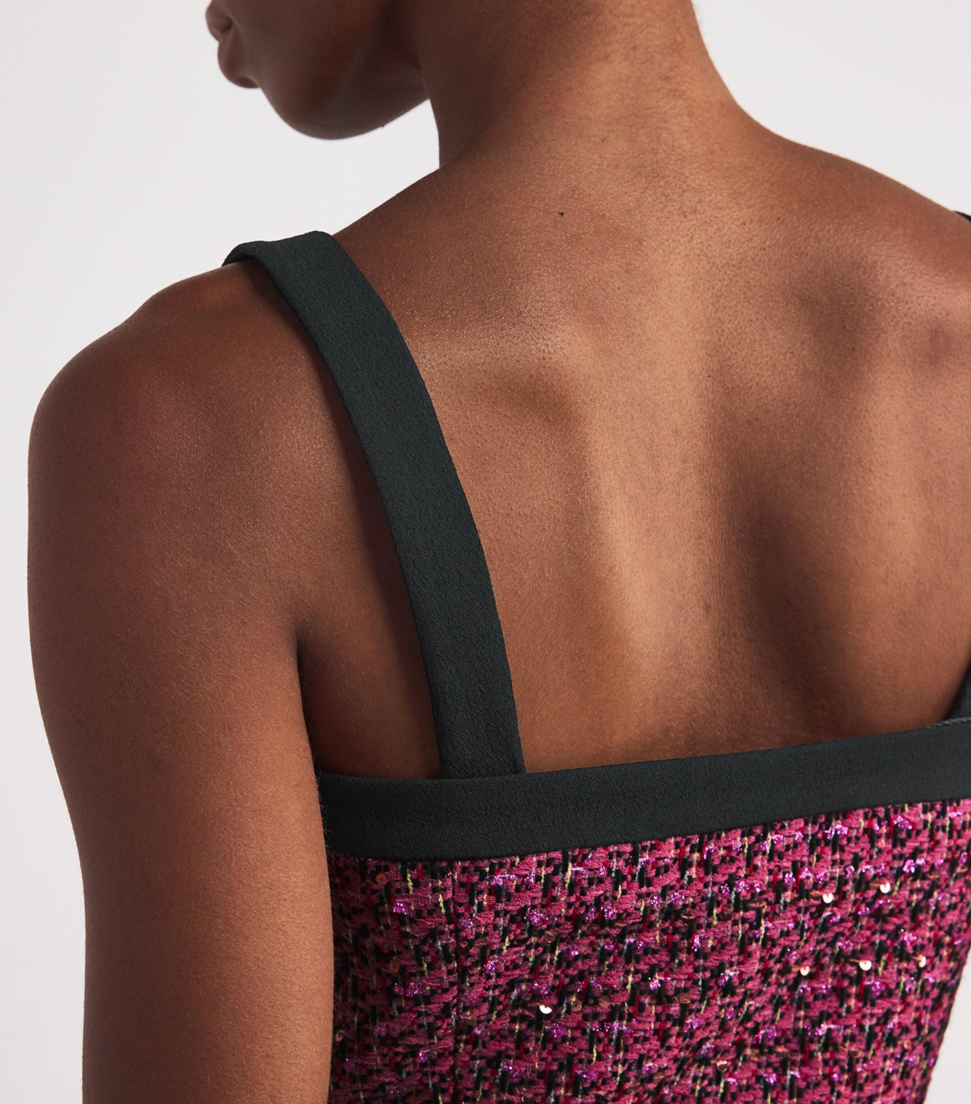 Alessandra Rich Pink Tweed Embellished Crop Top