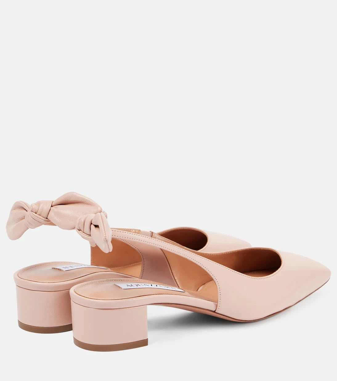 Aquazzura - Very Bow Tie 35 leather slingback pumps