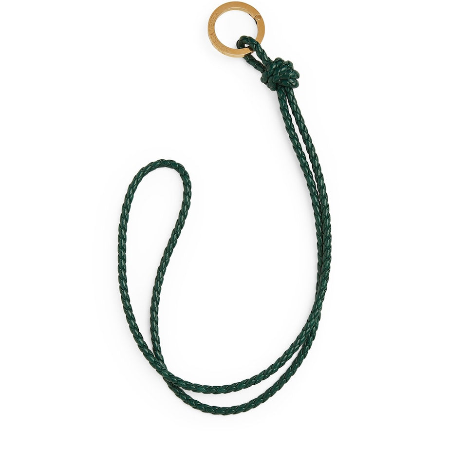 Bottega Veneta Green Leather Intreccio Keyring