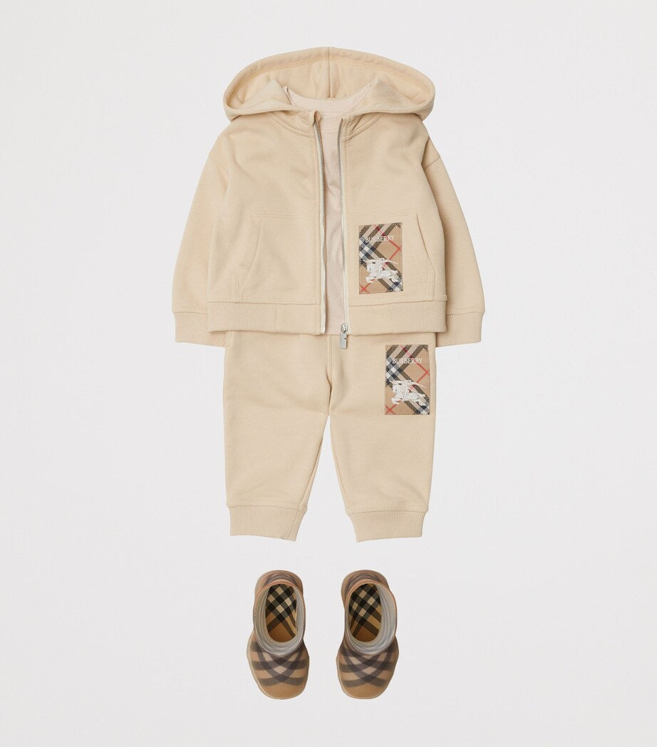 Burberry Kids Cotton Check-Label Sweatpants (6-24 Months)