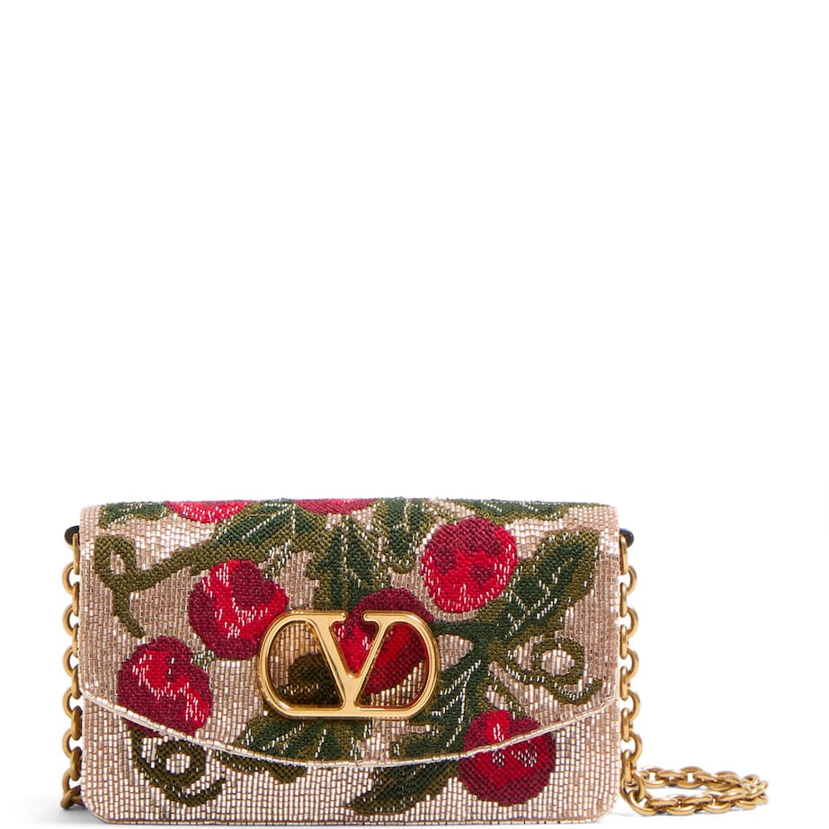 Valentino Garavani Multi Small Silk Vain Cherry Clutch Bag
