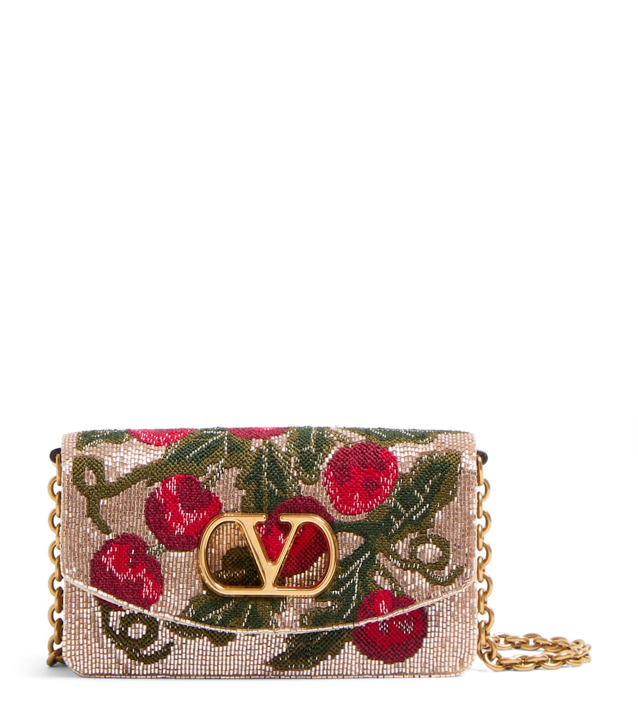 Valentino Garavani Multi Small Silk Vain Cherry Clutch Bag