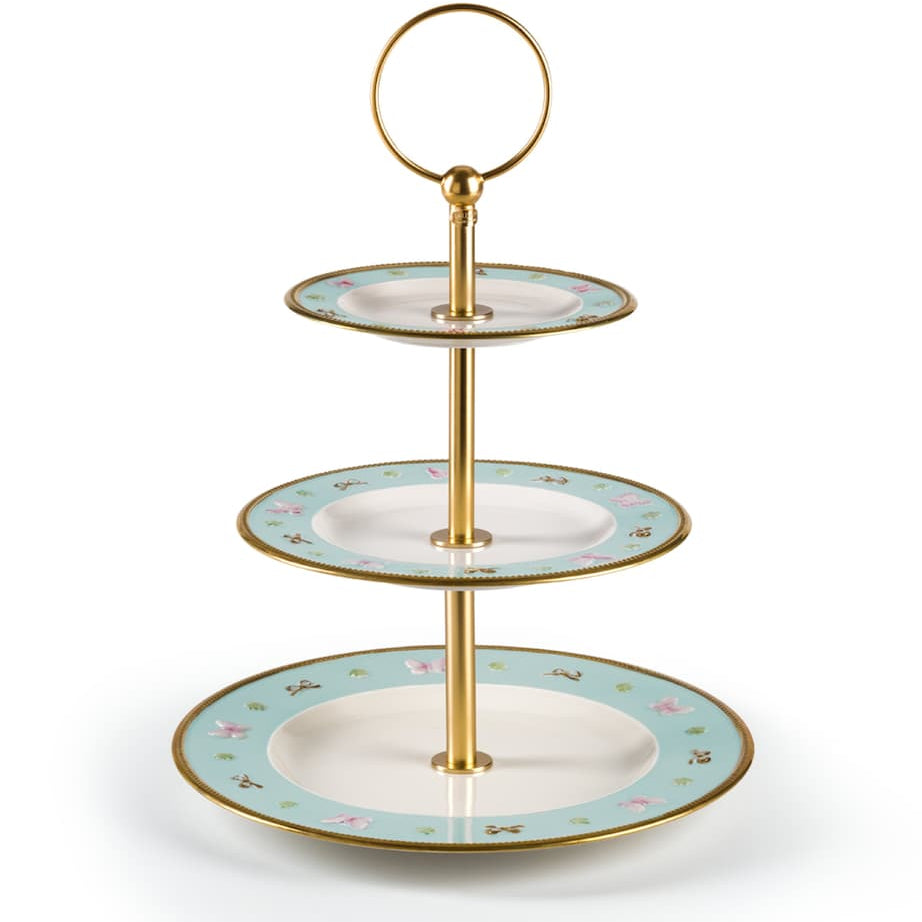 VILLARI Porcelain ButterflyThree-Tier Cake Stand