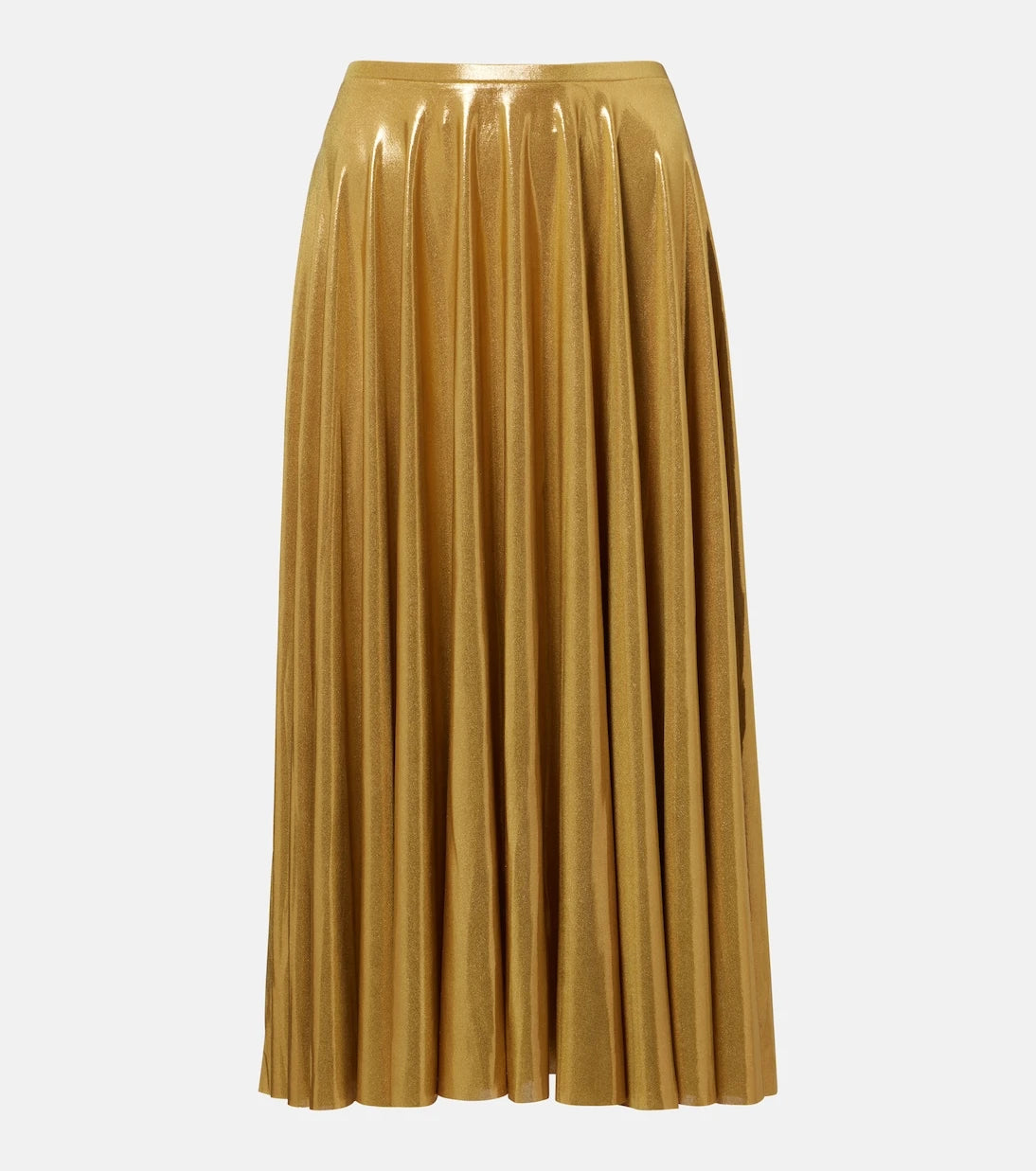 Norma Kamali - Pleated metallic midi skirt