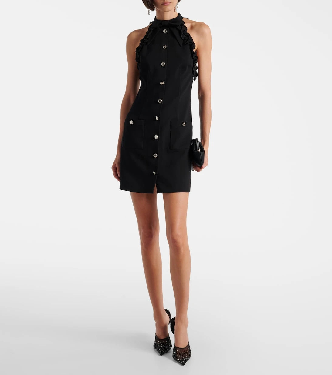 Alessandra Rich - Bow-detail wool-blend crêpe minidress