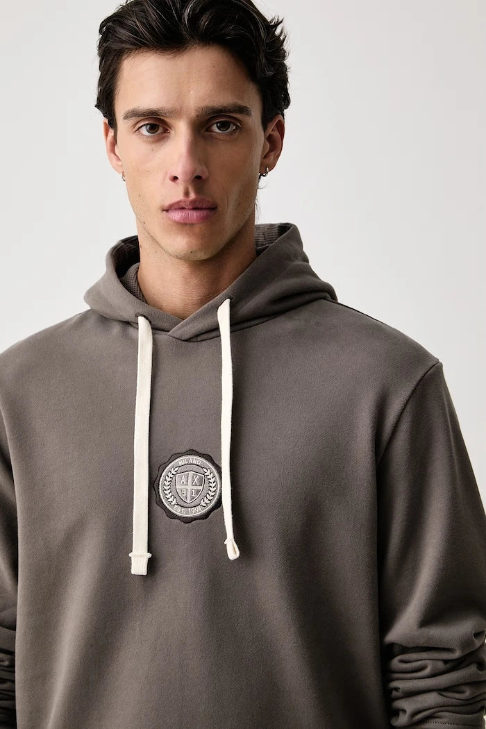 Pamuk ve elastanlı erkek kapüşonlu sweatshirt