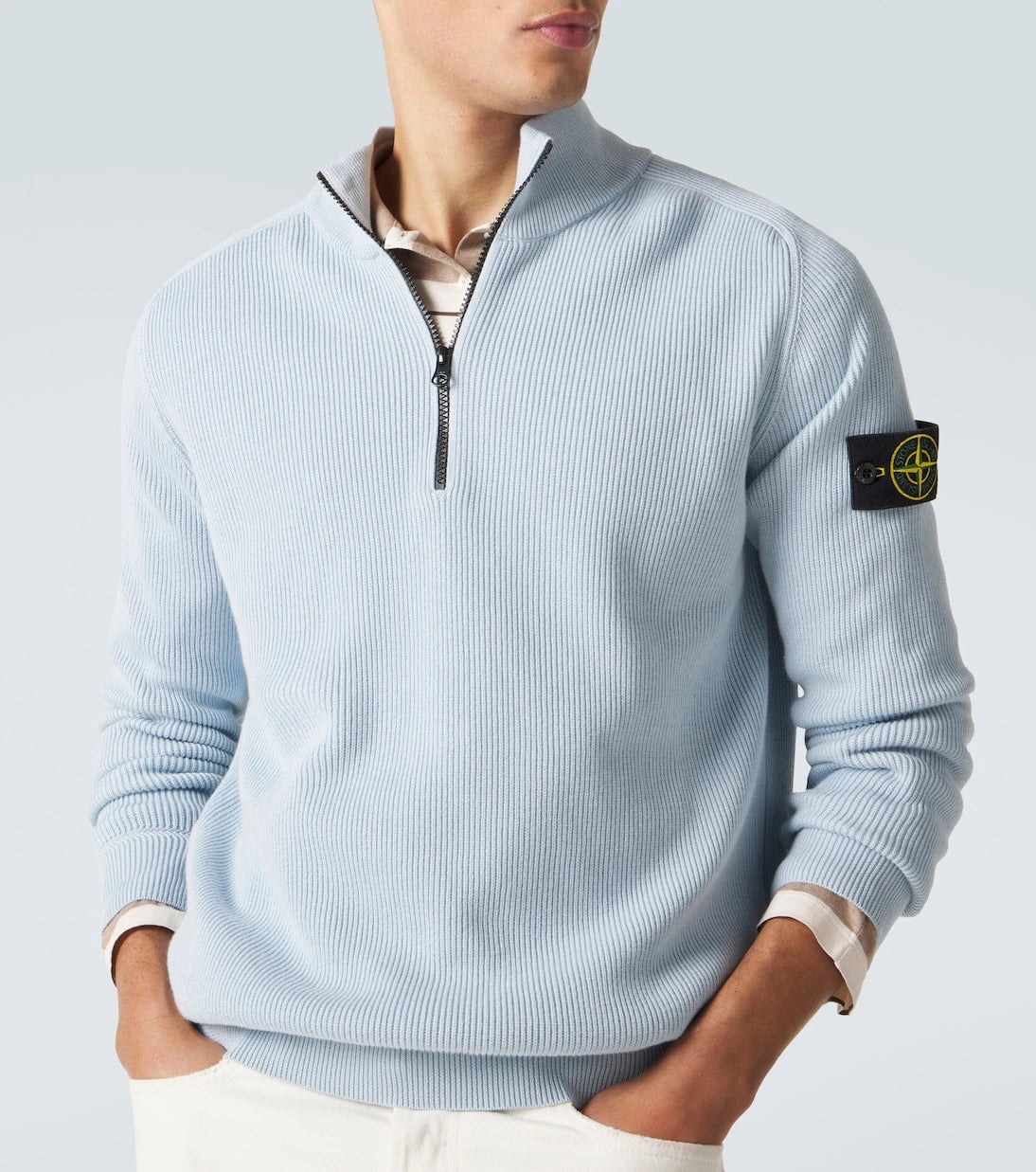 Stone Island - Pusula pamuklu yarım fermuarlı kazak