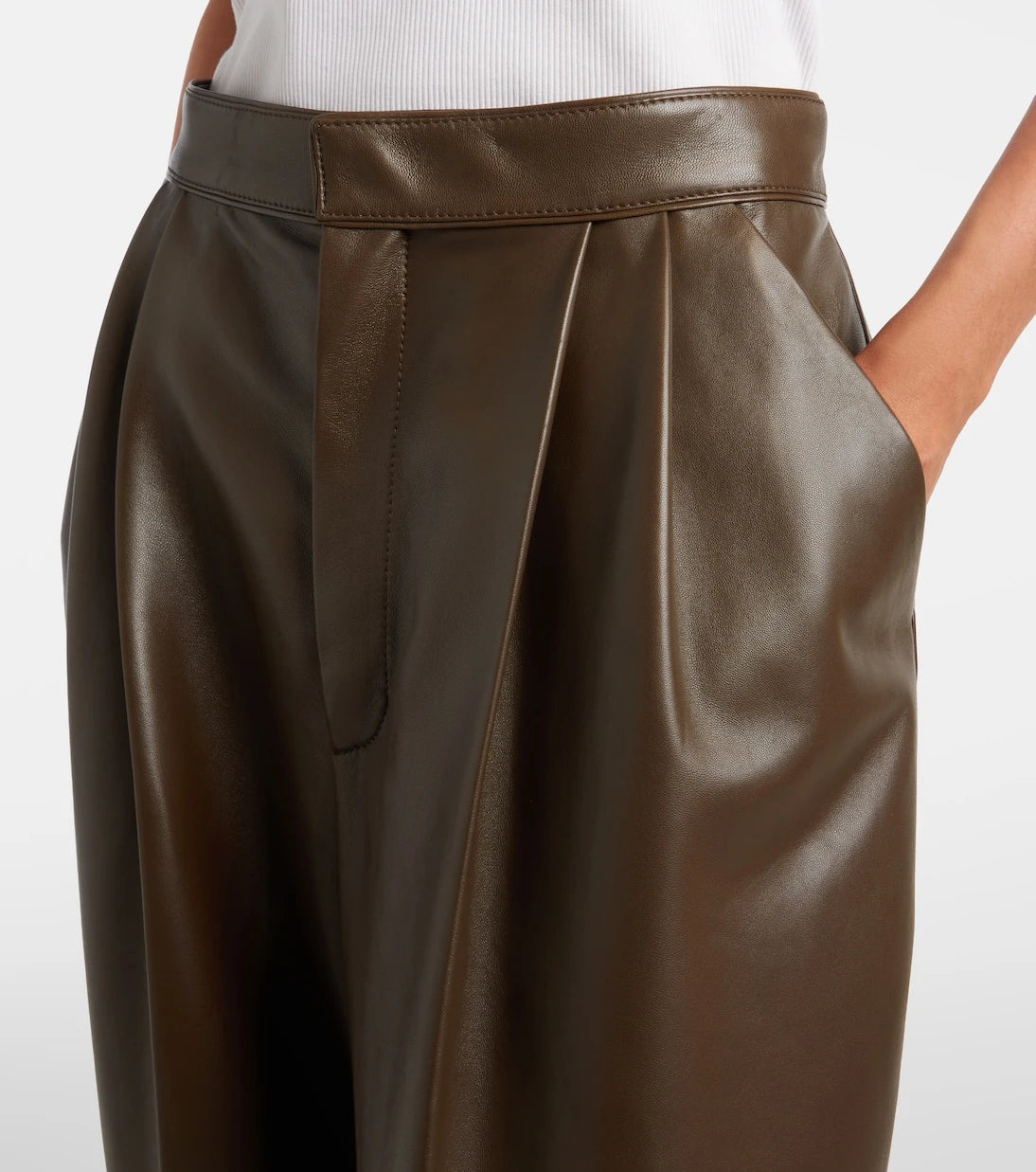 Bottega Veneta - Pleated leather straight pants