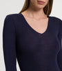 Navy Woolen Silk Long-Sleeve T-Shirt