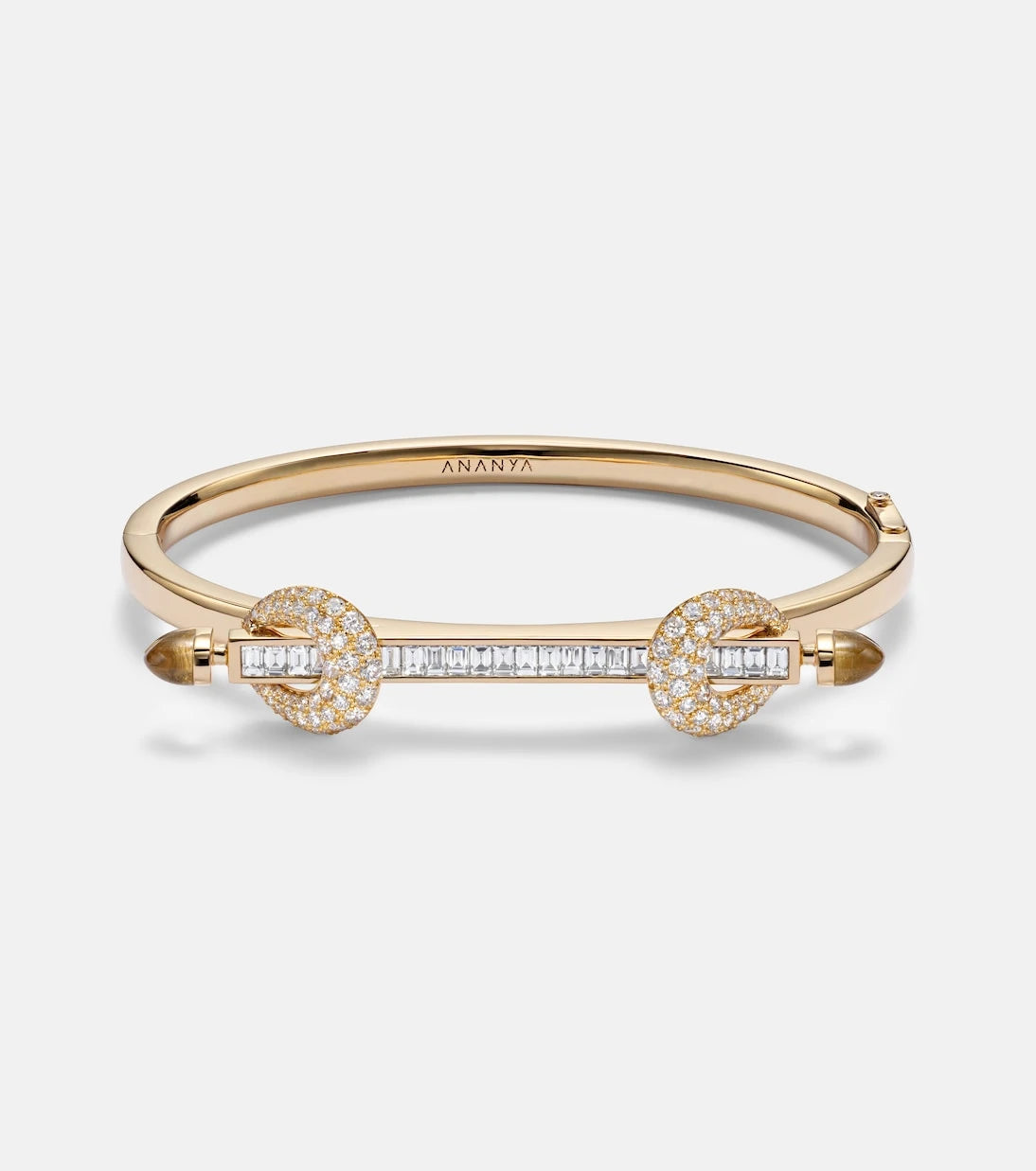 Ananya - Chakra Icon 18kt gold bangle with diamonds and quartz