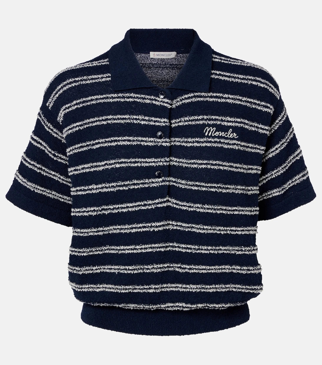 Moncler - Logo striped cotton-blend polo sweater