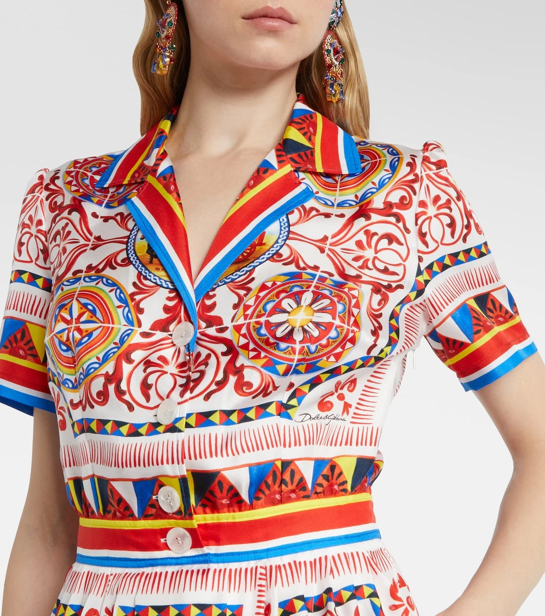 Dolce&Gabbana - فستان ميدي من الحرير المطبوع