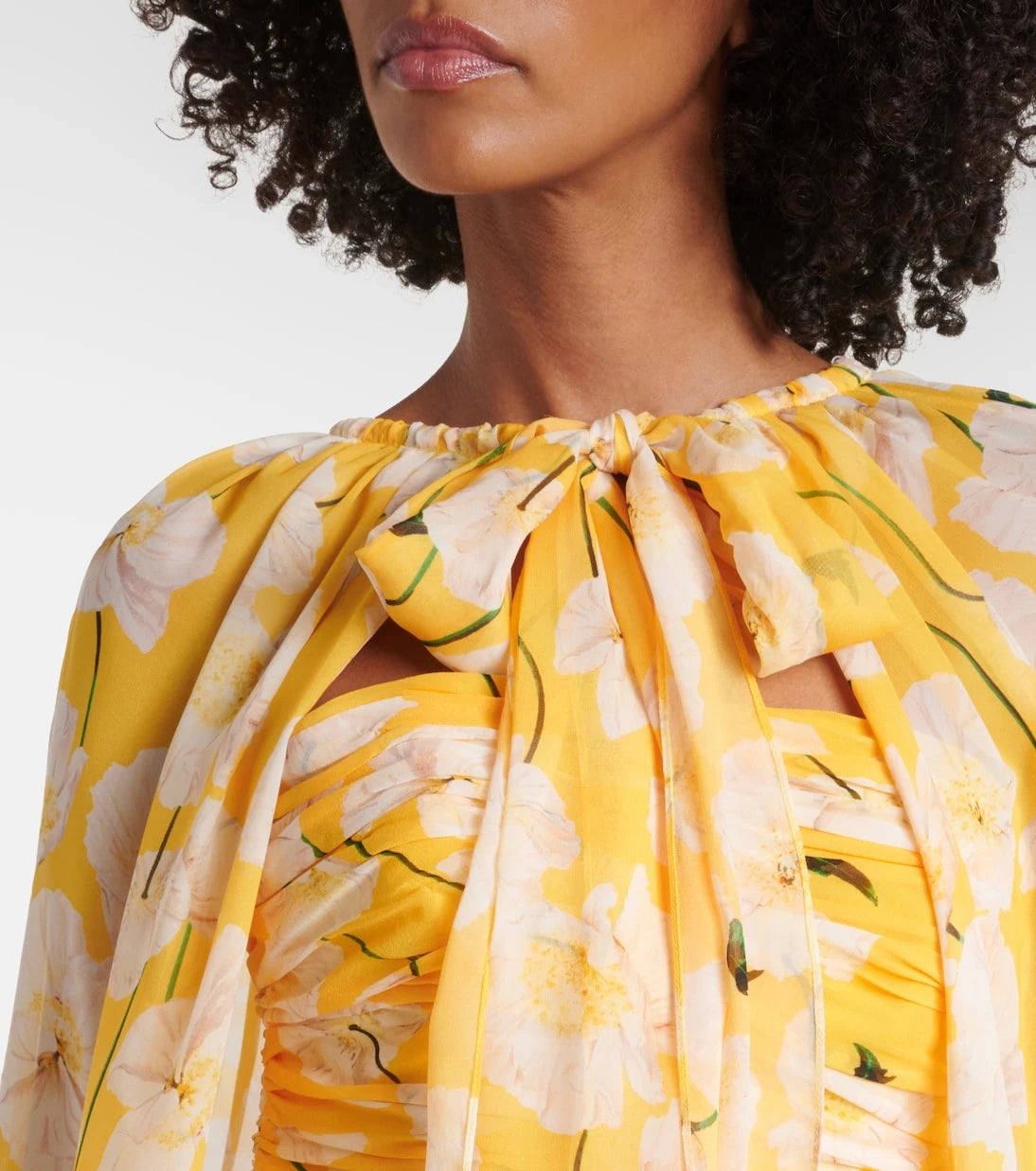 Carolina Herrera - Gathered caped silk gown