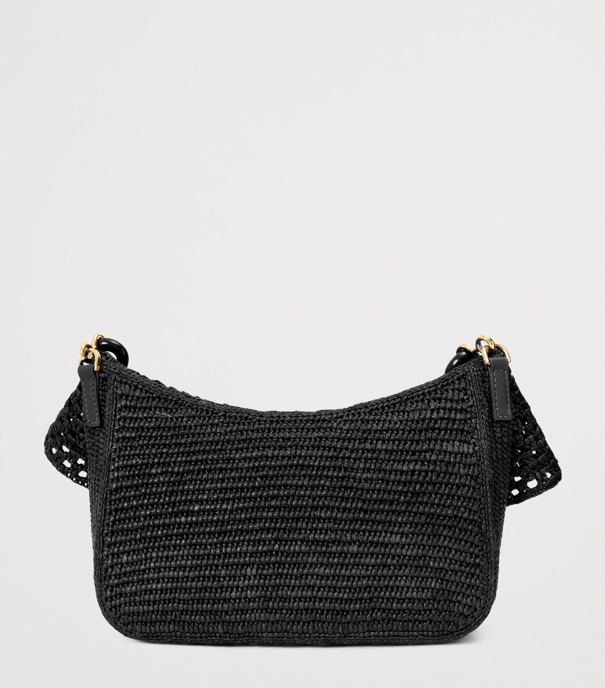 LOEWE Black x Paula's Ibiza Medium Raffia Ola Shoulder Bag