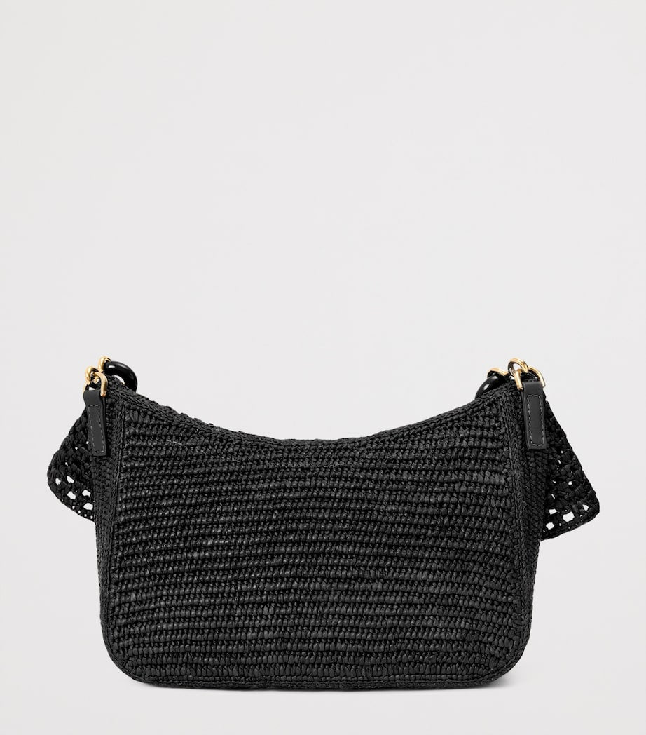 LOEWE Black x Paula's Ibiza Medium Raffia Ola Shoulder Bag