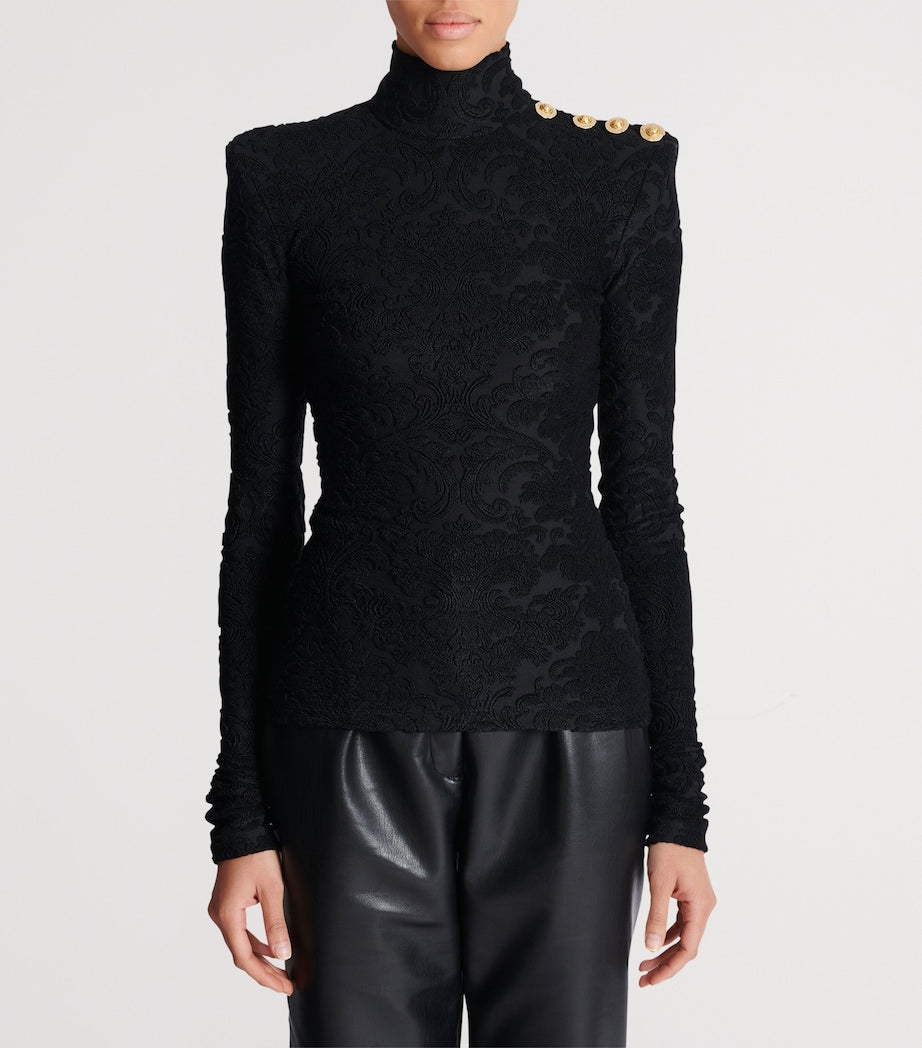 Balmain Black Baroque Jacquard Top